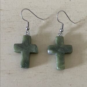 Natural Stone Cross Earrings
